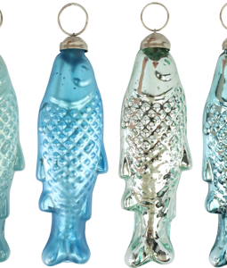 8732 GLASS ORNAMENT FISCH S/4